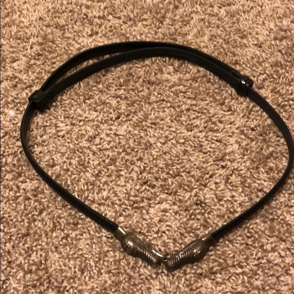 Black leather snake clasp belt